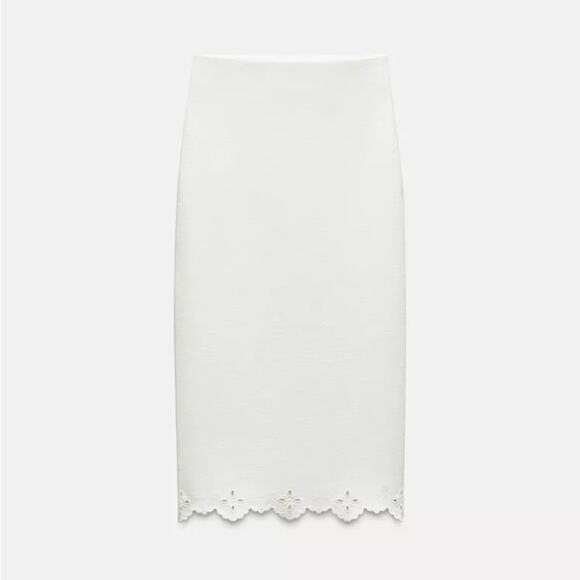 NWT Zara Stretch Knit Midi Skirt - Picture 2 of 4